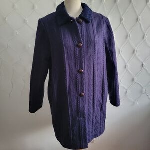 Vintage Wool Sweater Coat • Made In Ireland • Cable Knit • Tagged Medium